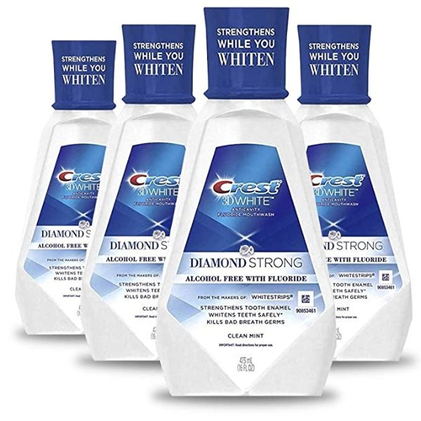 3D White Diamond Strong Mouthwash, 473 Ml, 4 Count