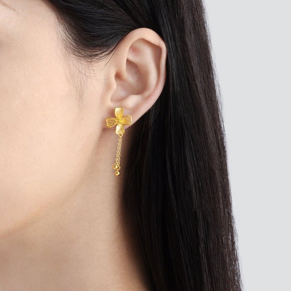 'Floral' 999.9 Gold Earrings