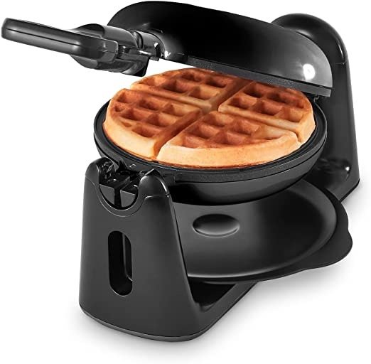 Flip Belgian Waffle Maker With Non-Stick Coating for Individual 1" Thick Waffles – Black