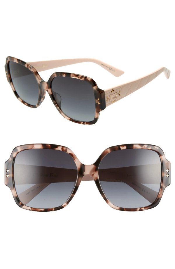 Lady Dior Stud 57mm Special Fit Square Sunglasses