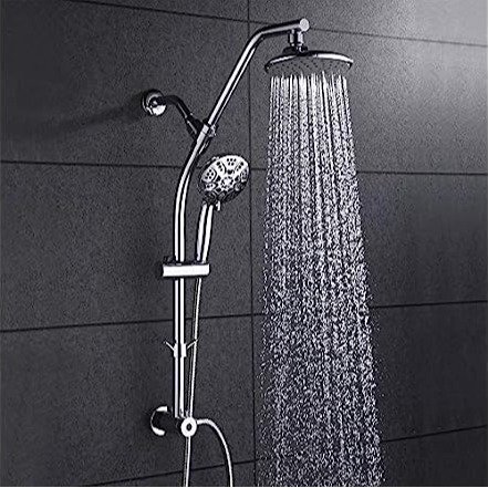 AMAZING FORCE 6-setting Handheld Shower Head & High Pressure Silicone Nozzle Rainfall Shower Head Combo with Luxury Modern Plated Shower Hose Anti-leak Chrome. 1.8 GPM