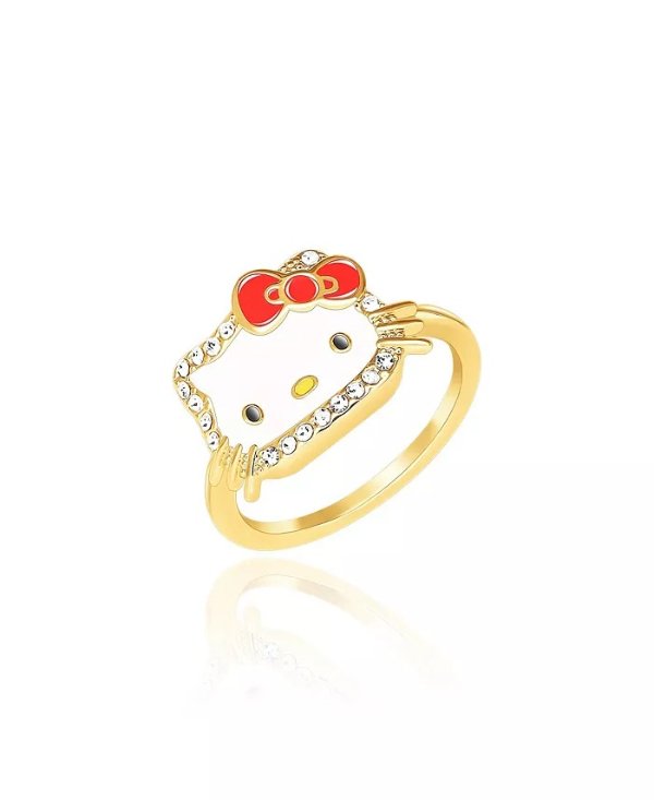 Sanrio Yellow Gold Plated Crystal Face Jewelry Ring - Size 7