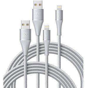 Xcentz 6ft MFi Certified Nylon Lightning Cable 2-Pack
