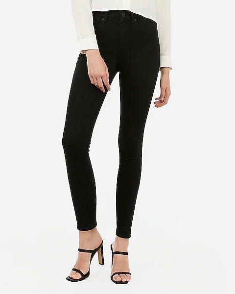 High Waisted Denim Perfect Curves Black Ankle Skinny Jeans