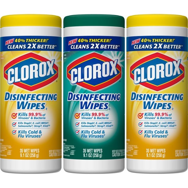 Clorox 超值装消毒湿巾 3罐共105张