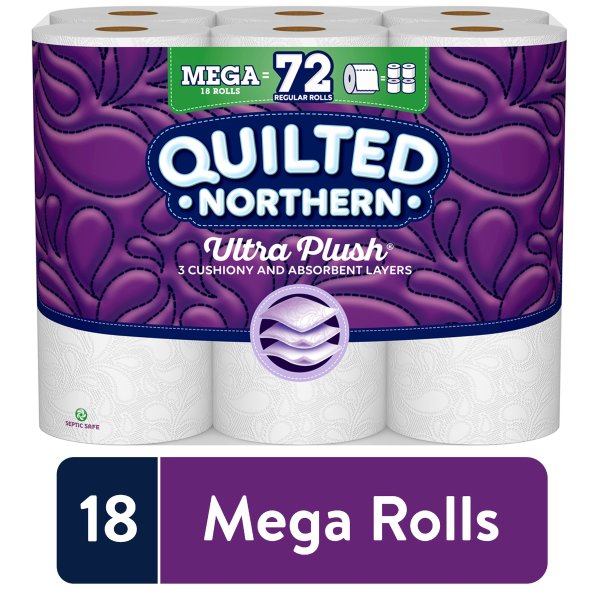 Ultra Plush Toilet Paper, 18 Mega Rolls (= 72 Regular Rolls)