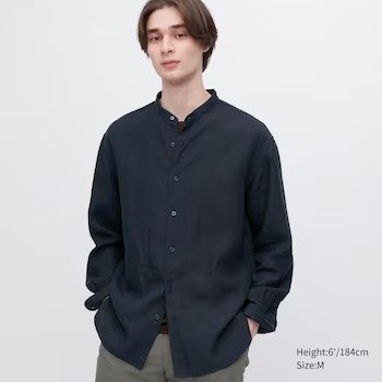 Premium Linen Stand Collar Long-Sleeve Shirt