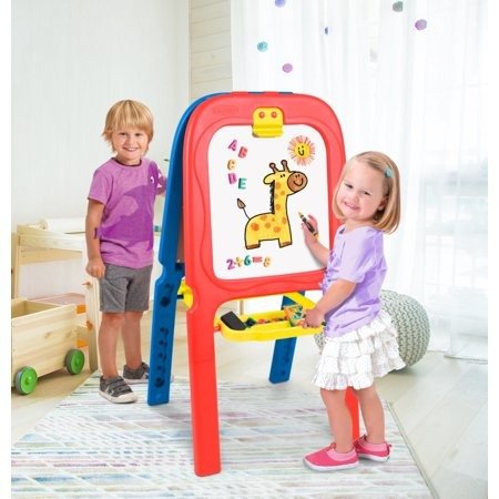 3-in-1 Double Easel with Magnetic Letters (Blue, Red)