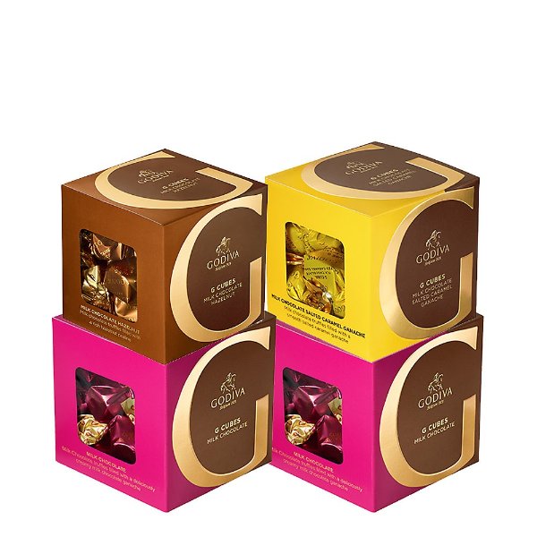 Milk Chocolate G Cube Sampler, Set of 4, 22 pcs. each | GODIVA