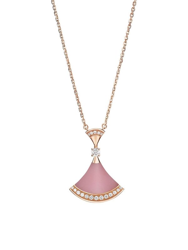 Diva 18K Rose Gold, Diamond & Opal Pendant Necklace