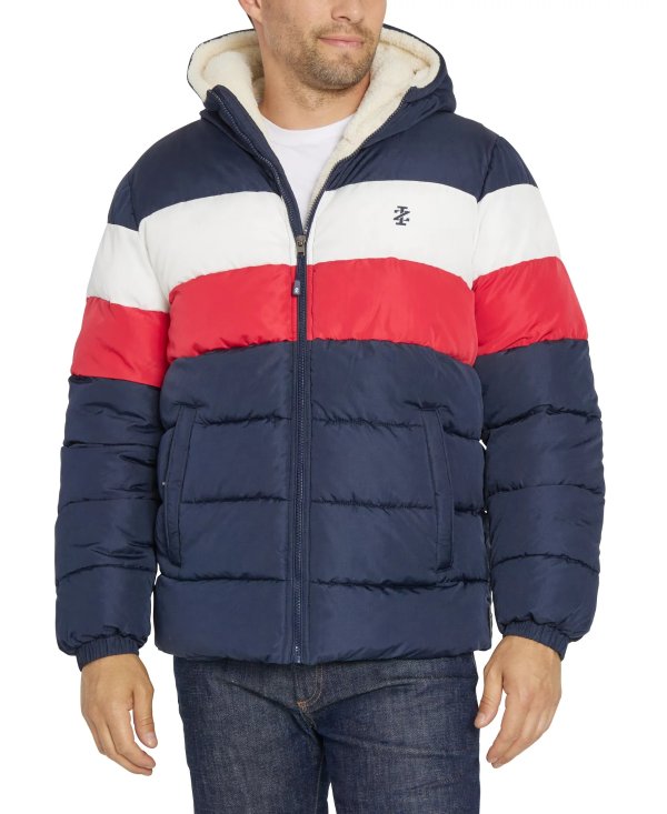 Men's Sherpa Lined Color Block Puffer Jacket