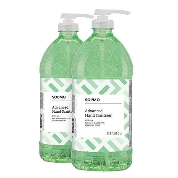 Amazon Brand - Solimo Advanced Hand Sanitizer with Aloe and Vitamin E, 2 Liters (Pack of 2)