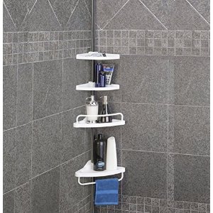 Homitex Bathroom Corner Shelf Triangular Bathroom 4-Tier Tension Corner Caddy White