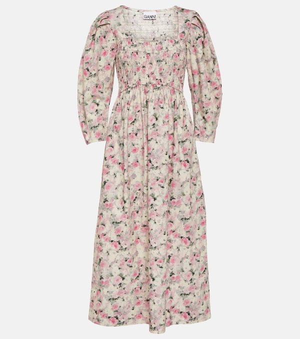 Floral cotton midi dress