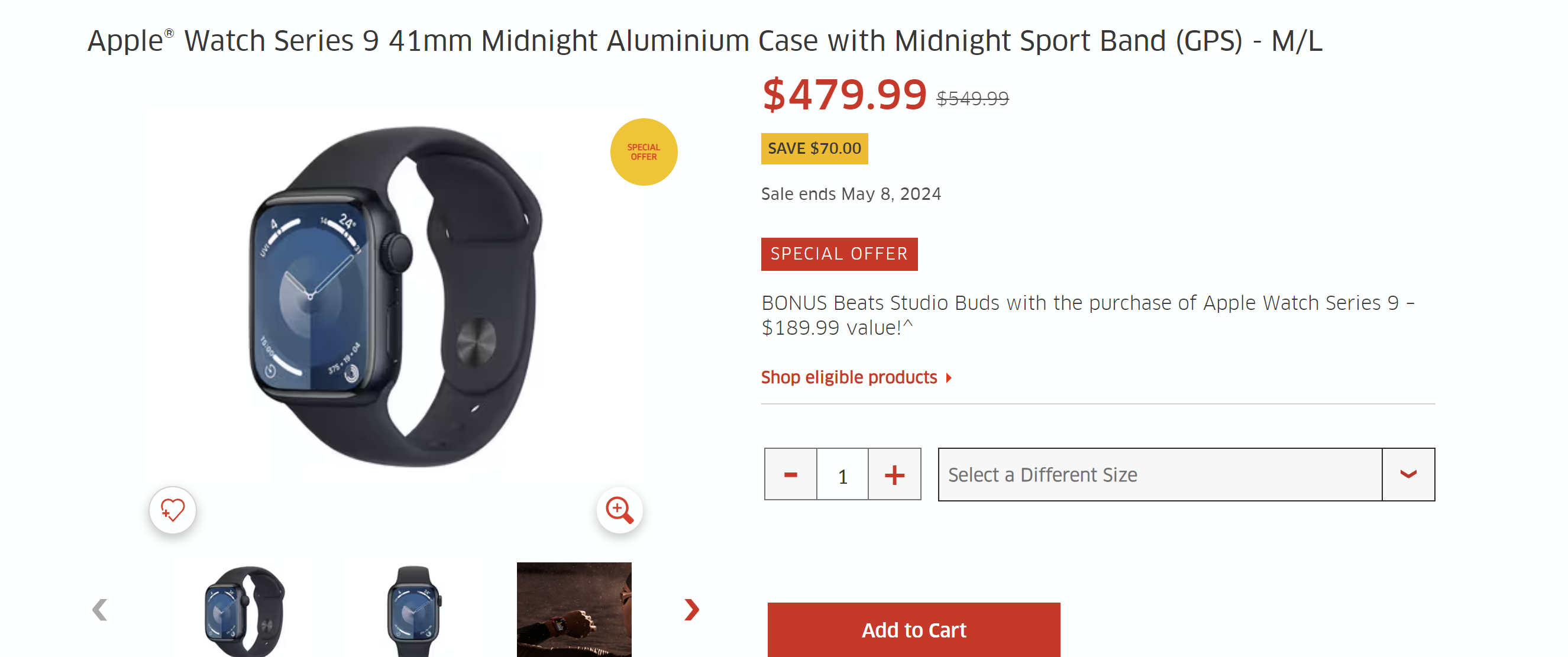 Apple&reg; Watch Series 9 41mm Midnight Aluminium Case with Midnight Sport Band (GPS) - M/L | The Source