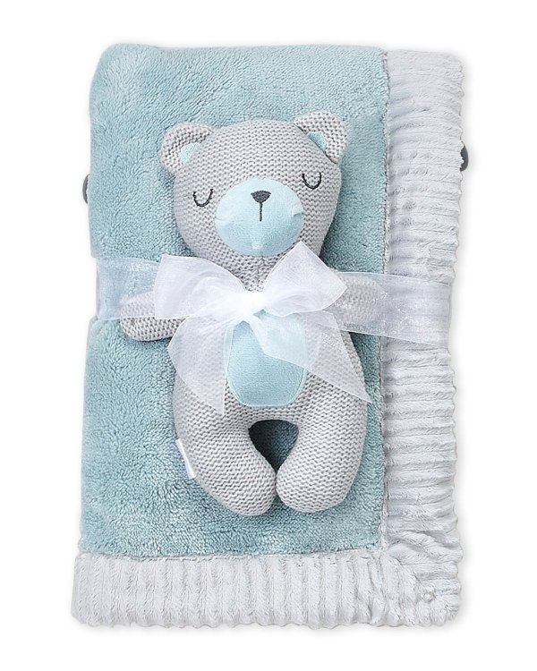 Two-Piece Bear Plush Blanket Set