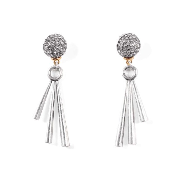 Ladies Cupola Silver Tone Drop Glass Crystal Earrings E494