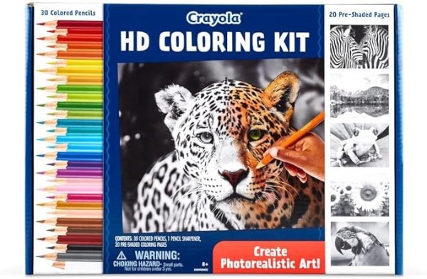 HD Coloring Kit, 30 Colored Pencils & 20 Premium Coloring Pages, Coloring Set for Teens, Easter Basket Stuffers