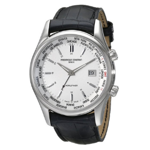 Frederique Constant Men's Classic Silver Dual Time Zone Dial Watch FC255S6B6