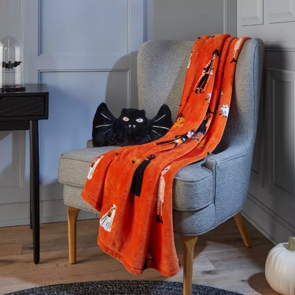 Faux Fur Bat Novelty Halloween Throw Pillow Black - Hyde & EEK! Boutique™