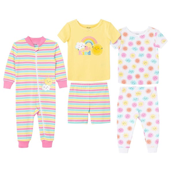 Me Kids' 5-piece Cotton Pajama Set, Rainbow