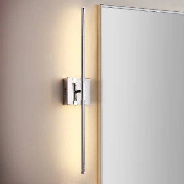 Makena 28" Dimmable Integrated LED Wall Sconce, Chrome by JONATHAN Y