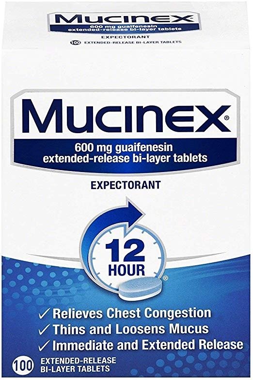 Chest Congestion, Mucinex Expectorant 12 Hour Extended Release Tablets, 100ct, 600 mg Guaifenesin with Extended Relief of Chest Congestion Caused by Excess Mucus. Thins and Loosens Mucus