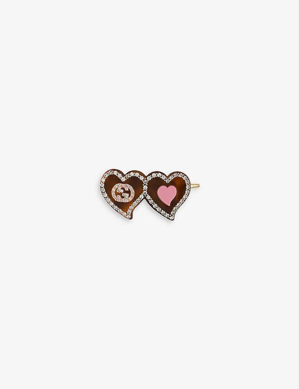 Logo-embellished heart resin hair clip
