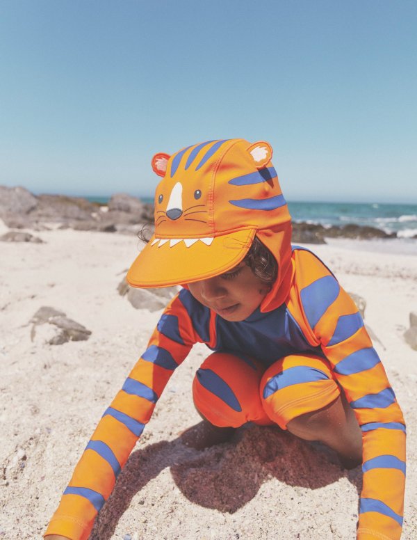 Sun Safe Swim HatOrange Tiger