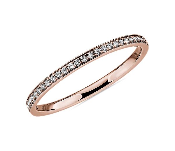 Modern Micropave Diamond Wedding Ring in 14k Rose Gold (1/10 ct. tw.) | Blue Nile