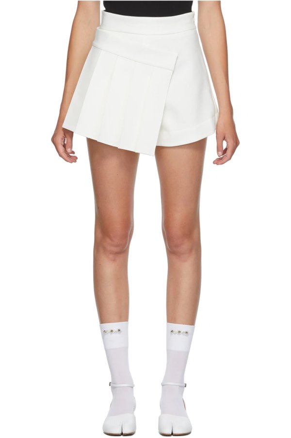 SSENSE Exclusive White Pleats Shorts
