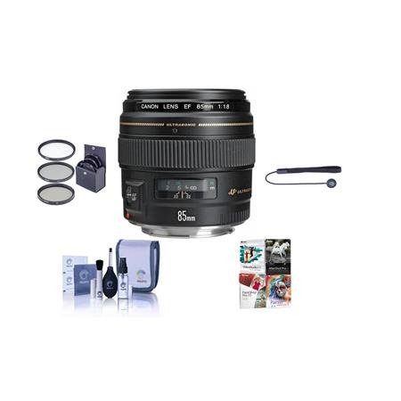Canon EF 85mm f/1.8 USM with Free Accessory Bundle