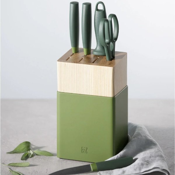 Now S 6-pc, Z Now S Knife Block Set, lime green