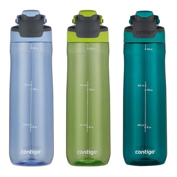 Autoseal 24oz. Spill-proof Water Bottle, 3-pack