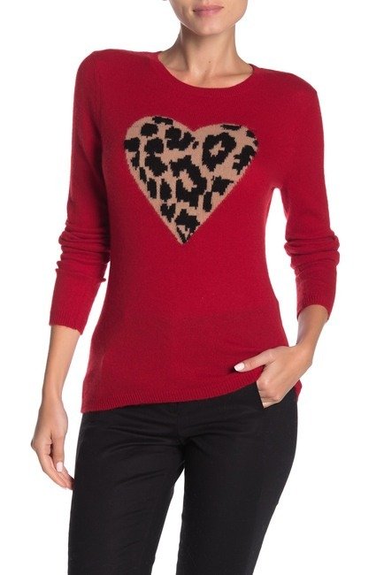 Leopard Heart Cashmere Sweater