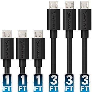 Sabrent [6-Pack] 22AWG Premium Micro USB Cables