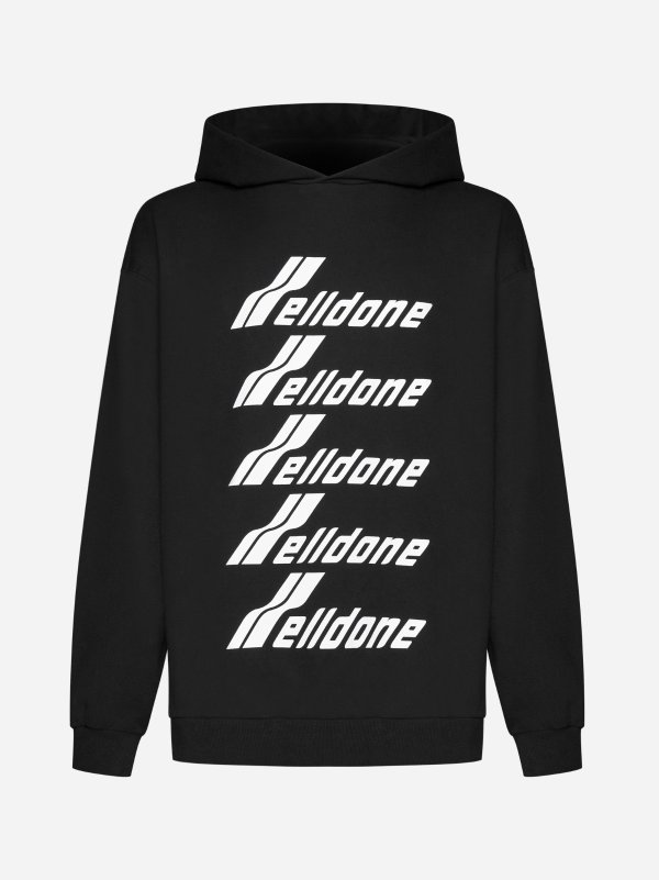 Multiple logo cotton hoodie