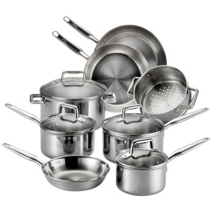 T-fal Tri-Ply Stainless Steel Multiple Layer Cookware Set, 12-Piece