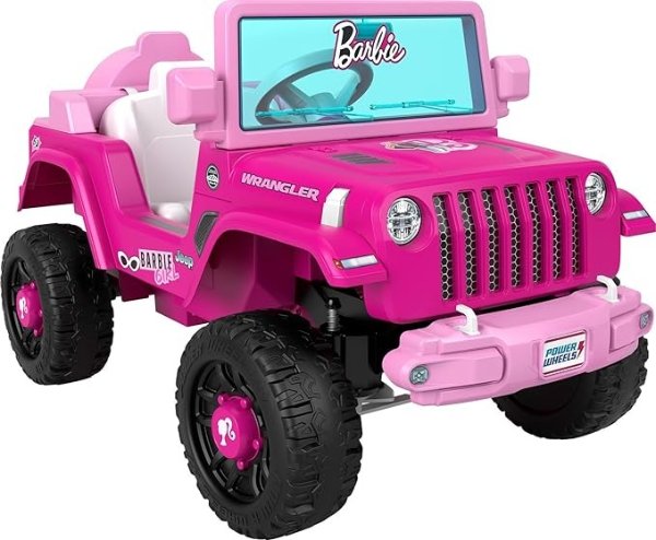 Power Wheels Barbie Jeep Wrangler Toddler Ride-On Toy with Driving Sounds, Multi-Terrain Traction, Seats 1, Ages 2+ Years