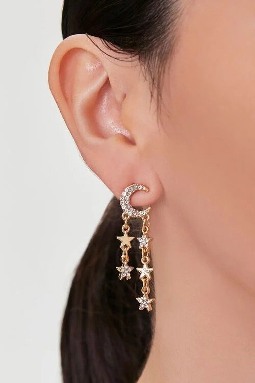 Moon & Stars Pendant Drop Earrings