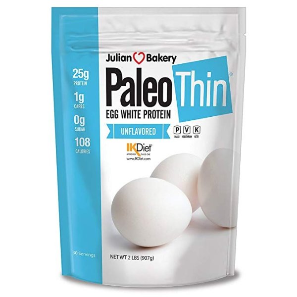 Paleo Thin® Protein Egg White Powder (2 LBS Total)(Soy Free)(30 Servings Total) (GMO Free) (Unflavored)