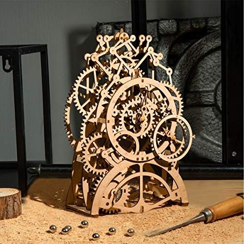 3D Self-Assembly Puzzle Model-Wooden Building Sets-Adult Craft Set-Brain Teaser Educational and Engineering Toy for Teens and Adults 14 Years and up (Pendulum Clock)