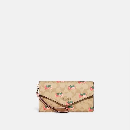 Travel Envelope Wallet In Signature Canvas With Strawberry Print
