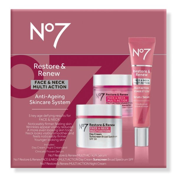 Restore & Renew Multi Action Face & Neck Skincare System - No7 | Ulta Beauty