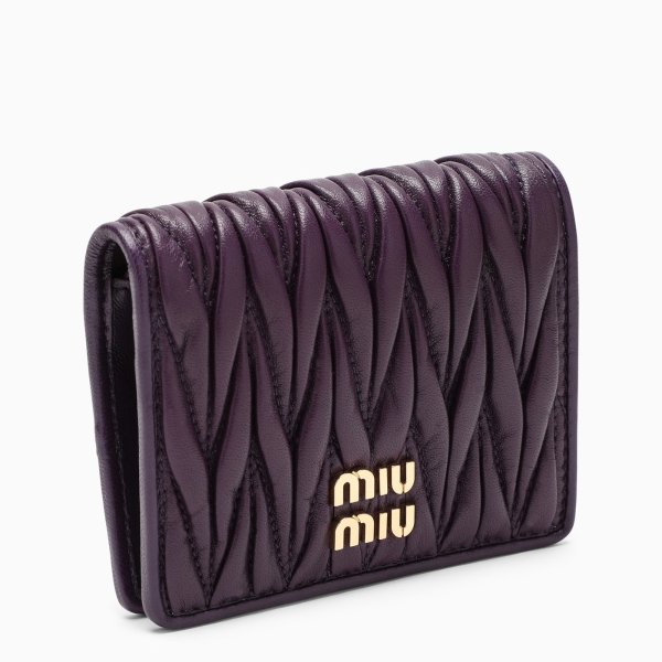 Purple Nappa leather quilted wallet