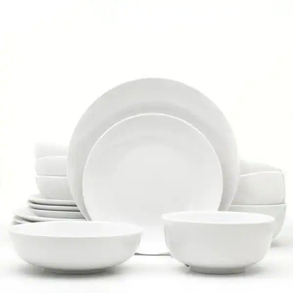 Euro Ceramica White Essential 16 Piece Porcelain Dinnerware Set