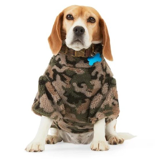 Reddy Olive Camo Faux-Shearling Reversible Dog Jacket, XX-Small | Petco