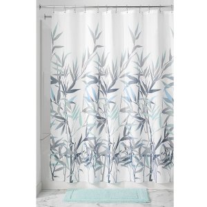 InterDesign Anzu Fabric Shower Curtain, 72" Inches x 72" Inches, Mint/Gray