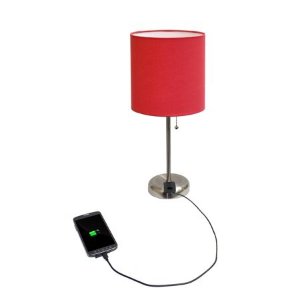 LimeLights Stick Lamp with Outlet and Fabric Shade