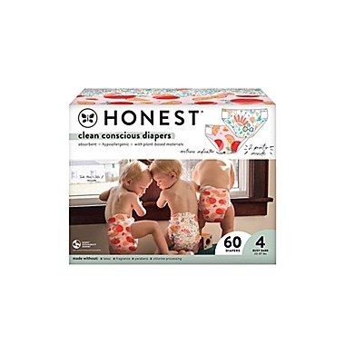 The Honest Company® Size 4 60-Count Disposable Diapers in Just Peachy & Flower Power | buybuy BABY
